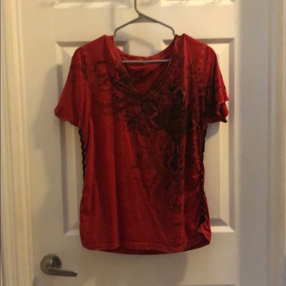 Red Affliction short sleeve rhinestones t-shirt XL